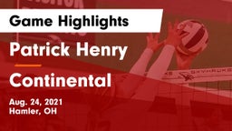 Patrick Henry  vs Continental  Game Highlights - Aug. 24, 2021