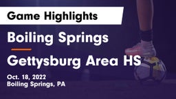 Boiling Springs  vs Gettysburg Area HS Game Highlights - Oct. 18, 2022