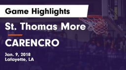 St. Thomas More  vs CARENCRO  Game Highlights - Jan. 9, 2018
