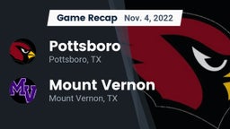 Recap: Pottsboro  vs. Mount Vernon  2022