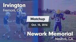Matchup: Irvington High vs. Newark Memorial  2016