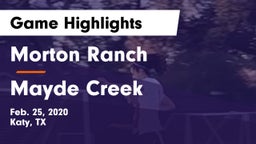 Morton Ranch  vs Mayde Creek  Game Highlights - Feb. 25, 2020