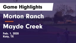Morton Ranch  vs Mayde Creek  Game Highlights - Feb. 1, 2020