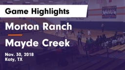 Morton Ranch  vs Mayde Creek  Game Highlights - Nov. 30, 2018