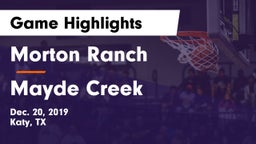 Morton Ranch  vs Mayde Creek  Game Highlights - Dec. 20, 2019
