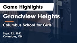 Grandview Heights  vs Columbus School for Girls  Game Highlights - Sept. 22, 2022