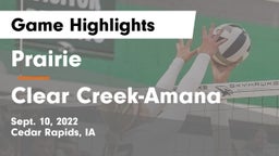 Prairie  vs Clear Creek-Amana Game Highlights - Sept. 10, 2022