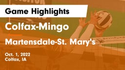 Colfax-Mingo  vs Martensdale-St. Mary's  Game Highlights - Oct. 1, 2022
