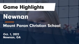 Newnan  vs Mount Paran Christian School Game Highlights - Oct. 1, 2022