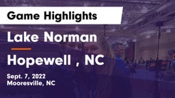 Lake Norman  vs Hopewell , NC Game Highlights - Sept. 7, 2022