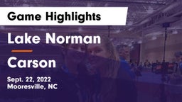 Lake Norman  vs Carson  Game Highlights - Sept. 22, 2022
