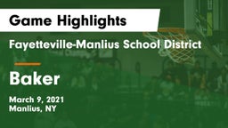 Fayetteville-Manlius School District  vs Baker  Game Highlights - March 9, 2021