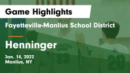 Fayetteville-Manlius School District  vs Henninger  Game Highlights - Jan. 14, 2022