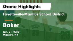 Fayetteville-Manlius School District  vs Baker  Game Highlights - Jan. 21, 2022