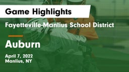 Fayetteville-Manlius School District  vs Auburn  Game Highlights - April 7, 2022