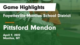 Fayetteville-Manlius School District  vs Pittsford Mendon Game Highlights - April 9, 2022
