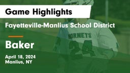 Fayetteville-Manlius School District  vs Baker  Game Highlights - April 18, 2024