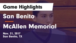 San Benito  vs McAllen Memorial  Game Highlights - Nov. 21, 2017