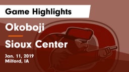 Okoboji  vs Sioux Center  Game Highlights - Jan. 11, 2019