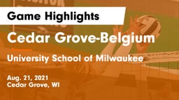 Cedar Grove-Belgium  vs University School of Milwaukee Game Highlights - Aug. 21, 2021