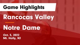 Rancocas Valley  vs Notre Dame  Game Highlights - Oct. 5, 2022