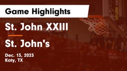 St. John XXIII  vs St. John's  Game Highlights - Dec. 13, 2023