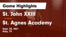 St. John XXIII  vs St. Agnes Academy  Game Highlights - Sept. 30, 2021
