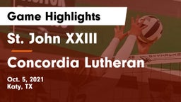 St. John XXIII  vs Concordia Lutheran  Game Highlights - Oct. 5, 2021