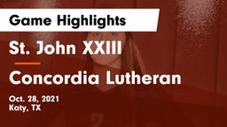 St. John XXIII  vs Concordia Lutheran  Game Highlights - Oct. 28, 2021