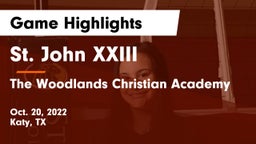 St. John XXIII  vs The Woodlands Christian Academy  Game Highlights - Oct. 20, 2022