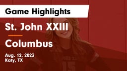 St. John XXIII  vs Columbus  Game Highlights - Aug. 12, 2023