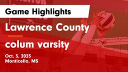 Lawrence County  vs colum varsity Game Highlights - Oct. 3, 2023