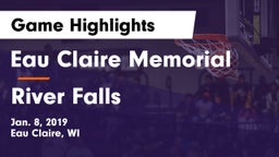 Eau Claire Memorial  vs River Falls  Game Highlights - Jan. 8, 2019