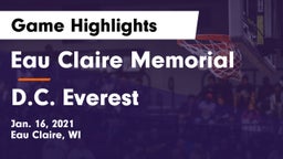 Eau Claire Memorial  vs D.C. Everest  Game Highlights - Jan. 16, 2021