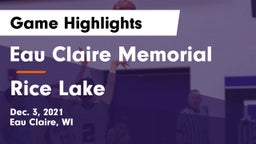Eau Claire Memorial  vs Rice Lake  Game Highlights - Dec. 3, 2021