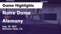 Notre Dame  vs Alemany Game Highlights - Aug. 30, 2022