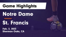 Notre Dame  vs St. Francis  Game Highlights - Feb. 2, 2023