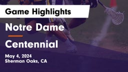Notre Dame  vs Centennial  Game Highlights - May 4, 2024