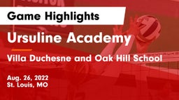 Ursuline Academy vs Villa Duchesne and Oak Hill School Game Highlights - Aug. 26, 2022