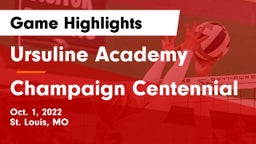 Ursuline Academy vs Champaign Centennial Game Highlights - Oct. 1, 2022