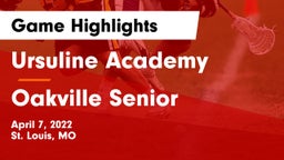 Ursuline Academy vs Oakville Senior  Game Highlights - April 7, 2022