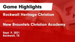 Rockwall Heritage Christian  vs New Braunfels Christian Academy Game Highlights - Sept. 9, 2021