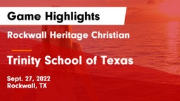 Rockwall Heritage Christian  vs Trinity School of Texas Game Highlights - Sept. 27, 2022