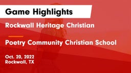 Rockwall Heritage Christian  vs Poetry Community Christian School Game Highlights - Oct. 20, 2022