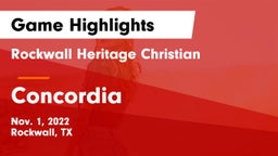 Rockwall Heritage Christian  vs Concordia  Game Highlights - Nov. 1, 2022