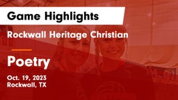 Rockwall Heritage Christian  vs Poetry  Game Highlights - Oct. 19, 2023