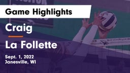 Craig  vs La Follette  Game Highlights - Sept. 1, 2022