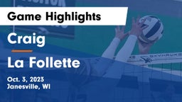 Craig  vs La Follette  Game Highlights - Oct. 3, 2023