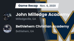 Recap: John Milledge Academy  vs. Bethlehem Christian Academy  2020