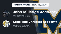 Recap: John Milledge Academy  vs. Creekside Christian Academy 2020